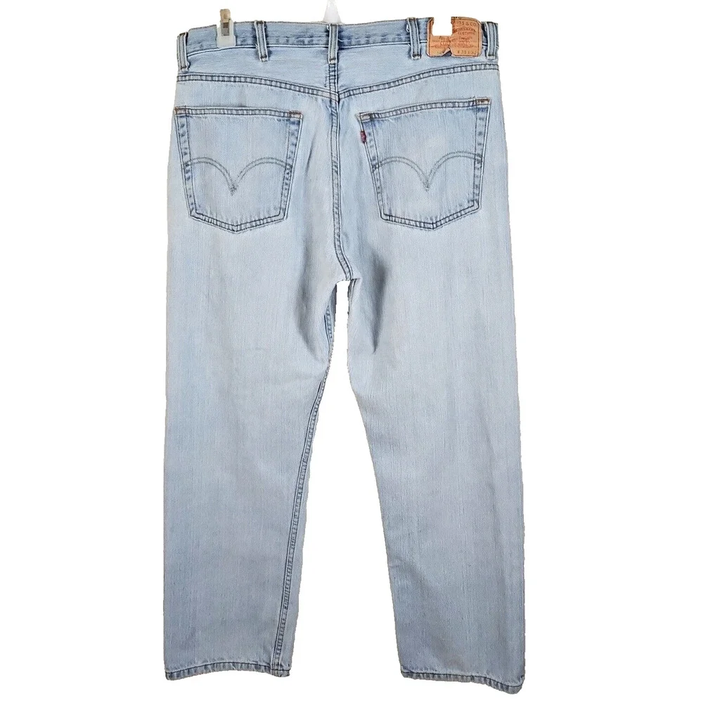 LEVI'S 505 REGULAR FIT 38 X 30 LIGHT WASH COTTON DISTRESSED Y2K DAD JEANS FADE